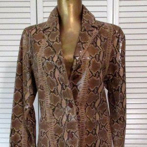 INC INTERNATIONAL CONCEPTS SNAKE PYTHON PRINT 100% LEATHER JACKET COAT S 4 6